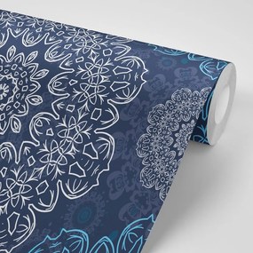 Carta da parati – Mandala blu con motivo astratto
