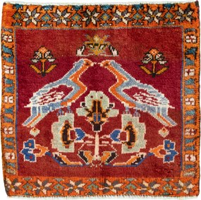 Shiraz Tappeto 60 x 50 Rosso (Iran) Annodato A Mano