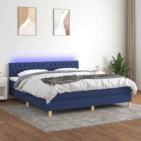 Letto a molle con materasso e led blu 180x200 cm in tessuto