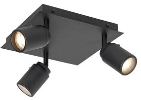 Faretto da bagno intelligente nero quadrato IP44 incl. 3 GU10 Wifi - Ducha