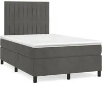 Letto a Molle Materasso e LED Grigio Scuro 120x190cm in Velluto 3270324