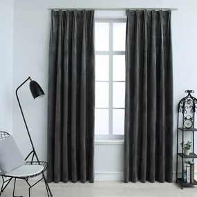 Tende Oscuranti Con Ganci 2 Pz Antracite İn Velluto 140x175 Cm /