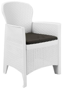 Set Pranzo da Giardino 7 pz in Plastica Stile Rattan Bianco