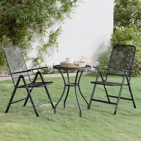 Set da Pranzo per Giardino 3pz Rete Metallica Espansa Antracite