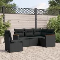 Set Divani da Giardino 5 pz con Cuscini in Polyrattan Nero 3258373