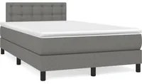 Letto a Molle Materasso e LED Grigio Scuro 120x190cm in Tessuto 3270068