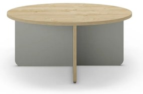 Tavolino da salotto rotondo in verde chiaro/di colore naturale con piano effetto rovere ø 80 cm Hillary – Marckeric