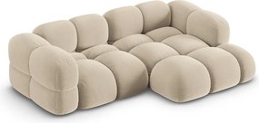 Divano angolare beige (con penisola a destra/con chaise lounge) con rivestimento in velluto Loretto – Cosmopolitan Design