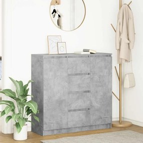 Credenza Con Cassetti Grigio Cemento 100,5x35x98,5cm Truciolato /