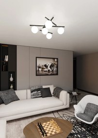 Lampadario da Soffitto in Acciaio e Vetro SMART 5 Nero 5xE14