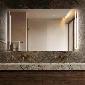 Specchio da parete moderno per bagno con luci L27 rettangolare specchio con cornice bianca