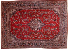 Kashan Tappeto 310x430 Blu (Iran) Annodato A Mano