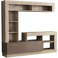 Parete Attrezzata per Soggiorno in Truciolare cm 185x40x90 - GABE Colore: Taupe