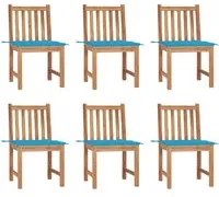 Sedie da Giardino 6 pz con Cuscini in Legno Massello di Teak cod mxl 8380