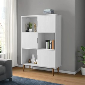 Libreria MOLDE Bianca 90x35x133,5 cm in Legno Massello di Pino