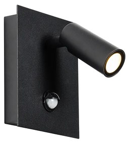 Lampada da parete per esterni nera con LED IP54 sensore di movimento - Simon