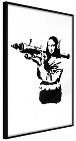 Poster  Banksy: Mona Lisa with Bazooka II  Cornice Quadri Cornice nera, Larghezza x Altezza Home decor 30x45