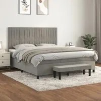 Giroletto a Molle con Materasso Grigio Chiaro 180x200cm Velluto 3137977