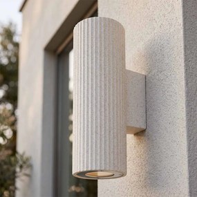 Applique Cilindrica in Cemento Chiaro Rigato GU10 IP65 - NOVILUMIO