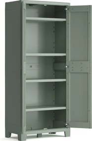 Armadio da Giardino 4 Ripiani 80x44x182 cm Keter Planet Outdoor Alto Grigio e Verde...