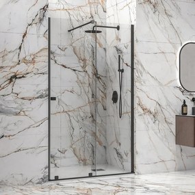Kamalu - Porta doccia colore nero 130 cm scorrevole senza telaio | KNM4000N