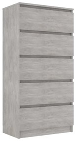 Credenza Cassetti Grigio Cemento 60x35x121 cm Legno Multistrato