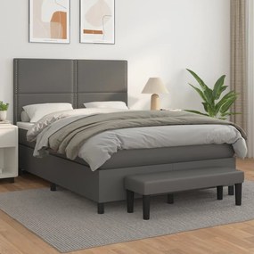 Giroletto A Molle Con Materasso Grigio 140x190 Cm İn Similpelle /