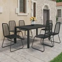 Set da Pranzo da Giardino 7 pz in Rattan PVC Nero 3060121