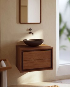 Kave Home - Mobile da bagno Kenta in legno massiccio di teak finitura noce 60 x 45 cm