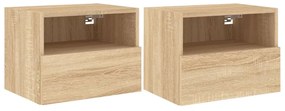 Mobili TV Muro 2pz Rovere Sonoma 40x30x30 cm Legno Multistrato