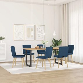Sedie Da Pranzo 6 Pz Blu İn Tessuto /