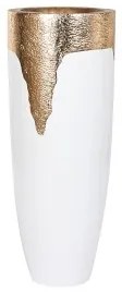 Vaso Home ESPRIT Bianco Dorato Fibra Moderno 40 x 40 x 105 cm