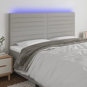 Testiera A Led Grigio Chiaro 180x5x118/128 Cm İn Tessuto /