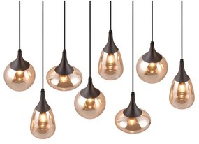 Lampada a sospensione nero-arancio con paralume in vetro Lumina - Trio