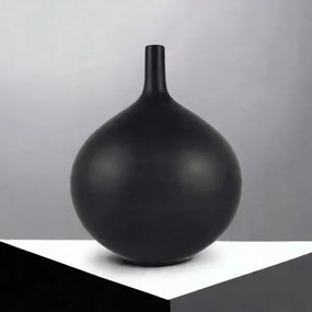 Vaso in ceramica, 24 cm, nero opaco
