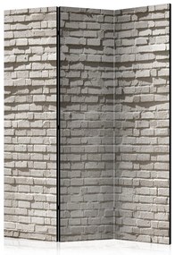 Paravento design Muro di mattoni: Minimalismo (3-parti) - composizione su sfondo grigio