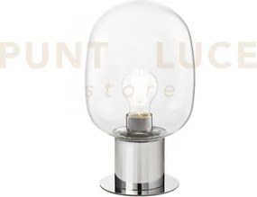 Lumetto fellini cromo 1 luce attacco e27 18x18x30cm in vetro traspa...