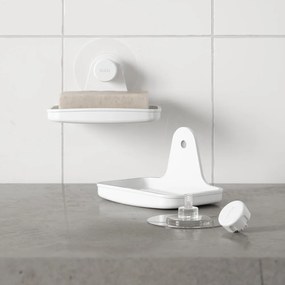 Dispenser di sapone bianco in plastica riciclata senza foratura Flex - Umbra