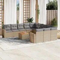 Set Divani da Giardino 12 pz con Cuscini Beige in Polyrattan 3224351