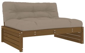 Set divani da giardino 4 pz con cuscini in legno massello miele