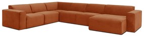 Divano angolare in velluto a coste arancione (angolo destro) Sting - Scandic