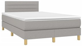 Letto a molle materasso e led grigio chiaro 120x190 cm tessuto