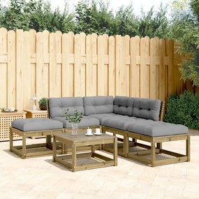 Set divani da giardino 5pz con cuscini legno impregnato di pino