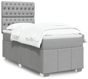 Giroletto A Molle Con Materasso Grigio Chiaro 90x190 Cm Tessuto /