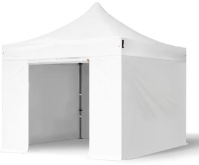 TOOLPORT 3x3 m gazebo pieghevole PVC con laterali, PREMIUM acciaio, bianco - (600113)