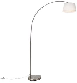 Lampada ad arco intelligente in acciaio con paralume in tessuto bianco incl. Wifi A60 - Arc Basic
