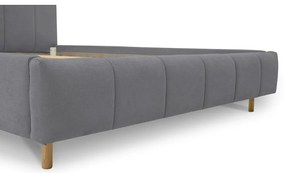 Letto matrimoniale imbottito grigio con doghe in legno 180x200 cm Zee - Scandic