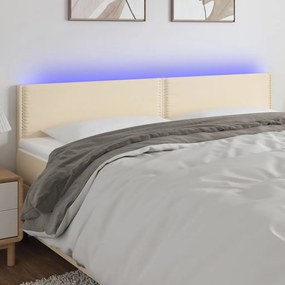 Testiera A Led Crema 180x5x78/88 Cm İn Tessuto /