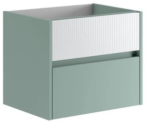 Mobile da bagno sospeso sotto lavabo L 59.5 x H 50 x P 45.5 cm verde laccato opaco, 2 cassetti Niwa