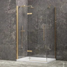 Kamalu - Box doccia 70x90 (fisso 70cm) oro satinato porta battente | KT5000G